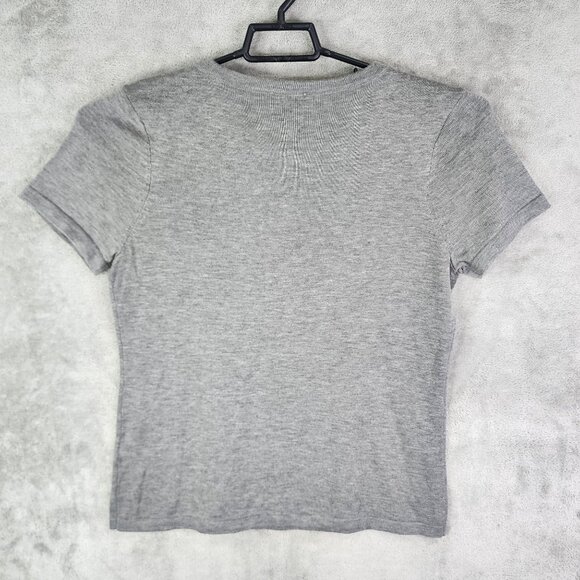 Women's Grey DKNY Acrylic Shirt Short Sleeve Crew Neck Size L - Picture 10 of 13